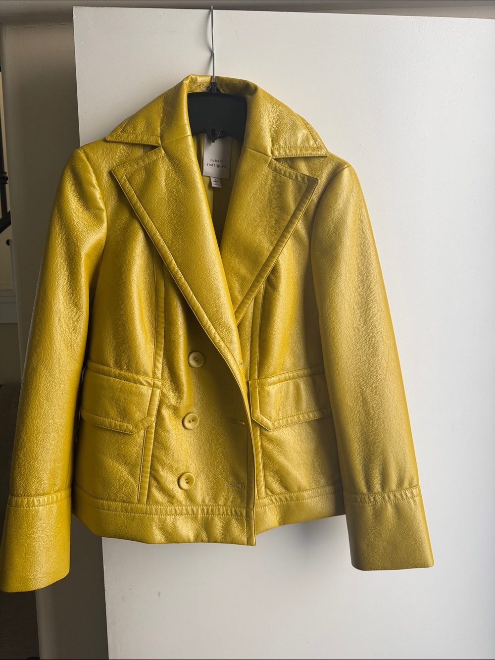 Robert Rodriguez Yellow Leather Double-Breasted Jacket